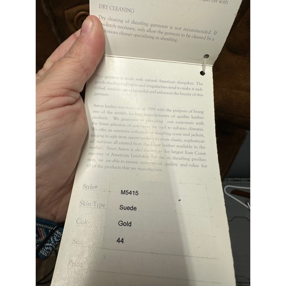 Aston New York Genuine Shearling Suede Jacket – Men's 44 – Gold – New With Tags - Picture 9 of 15